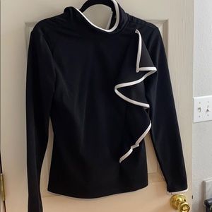 Black and white ruffled top